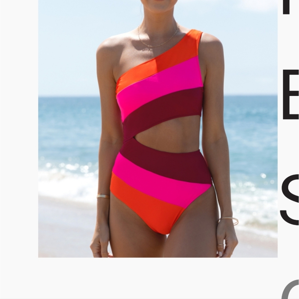 Popvil one shoulder colorblock swimsuit size Large BNWT